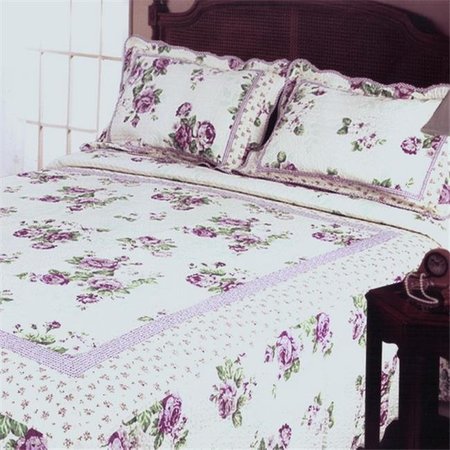 FURNORAMA Rowena 3 Piece Full/Queen Floral Vermicelli Patchwork Quilt Set FU378851